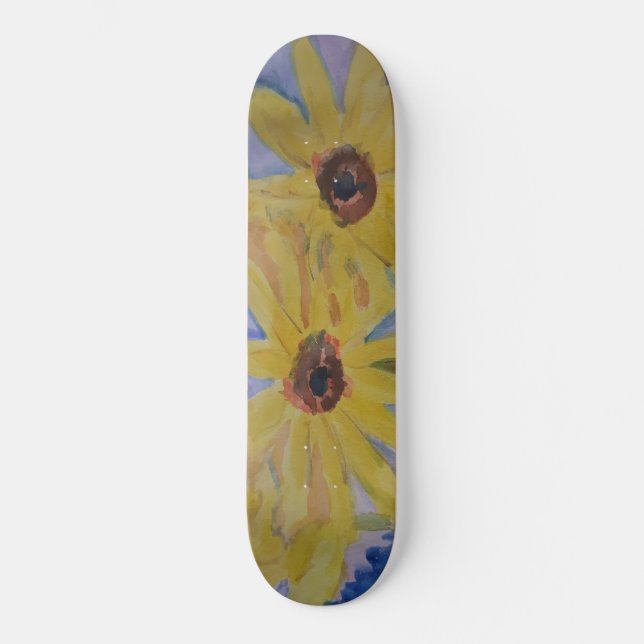 Sommergelbe Sonnenblumen Skateboard (Vorderseite)
