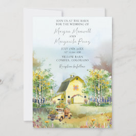 Sommergelber Stall Einladung zur Hochzeit