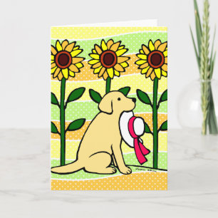 Sommergelbes Labrador mit Sonnenblumen Karte