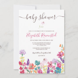 Sommergepresste Blume, wild gepresst, Babydusche Einladung