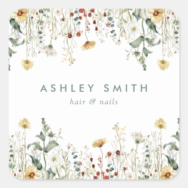 Sommergeschäft Wildblume Quadratischer Aufkleber (Vorderseite)