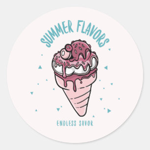 Sommergeschmack Tropfeis Runder Aufkleber