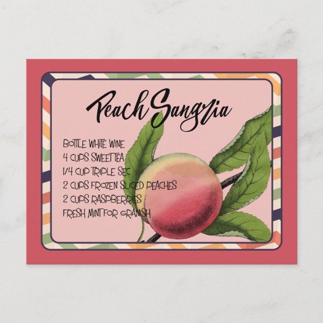 Sommergetränke Peach Sangria Postkarte (Vorderseite)