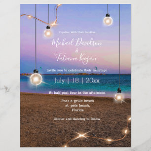 Sommergoldlampen Strand Hochzeit Einladung Flyer