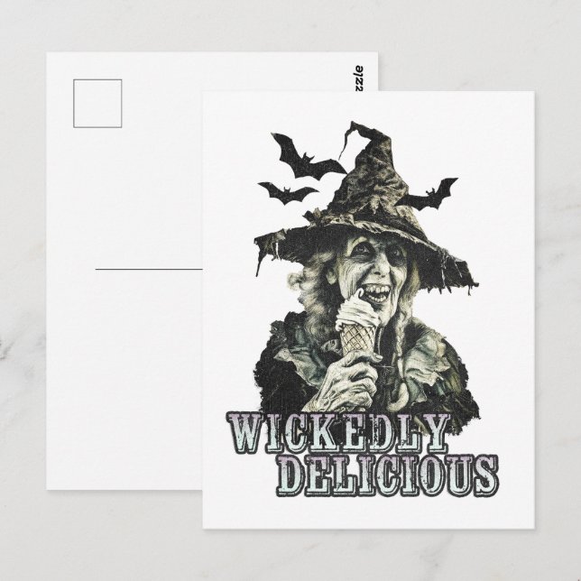 Sommergoth Spooky Hexe mit Eis Postkarte (Vorne/Hinten)