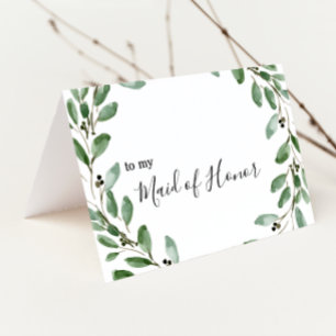Sommergrün Eukalyptus Maid of Honor Dankeschön Dankeskarte