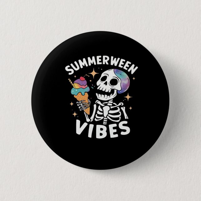 SommerHalloween Funny Skeletter Eiscreme Button (Vorderseite)