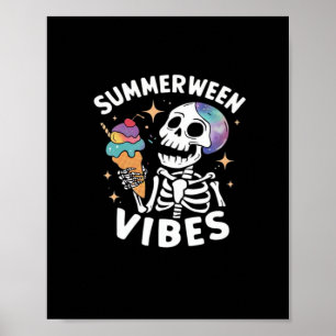 SommerHalloween Funny Skeletter Eiscreme Poster