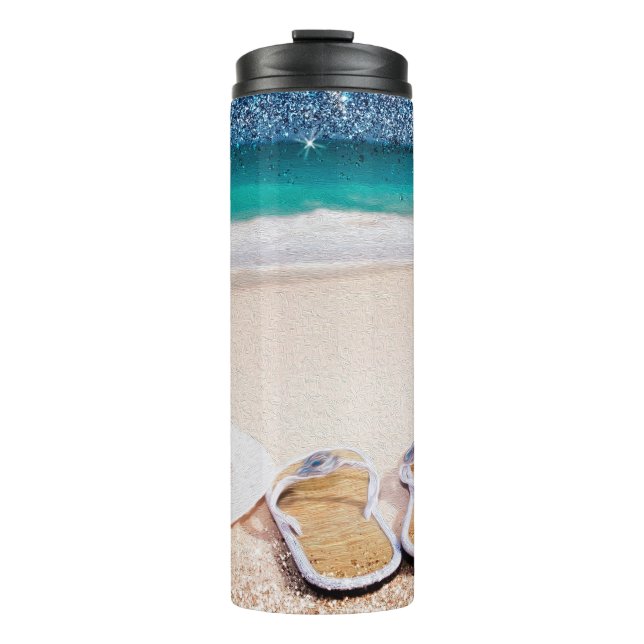 Sommerhasen und Flip Flops Thermosbecher (Vorderseite)