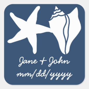 Sommerhäuser in Navy-Sticker Quadratischer Aufkleber