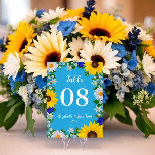 Sommerhimmel Blaue Florale Hochzeit Tischnummer