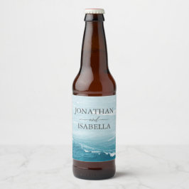 Sommerhochzeit am Ozean des blauen Meerwassers Bierflaschenetikett