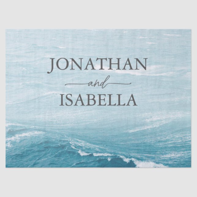 Sommerhochzeit am Ozean des blauen Meerwassers Seidenpapier (Vorderseite)