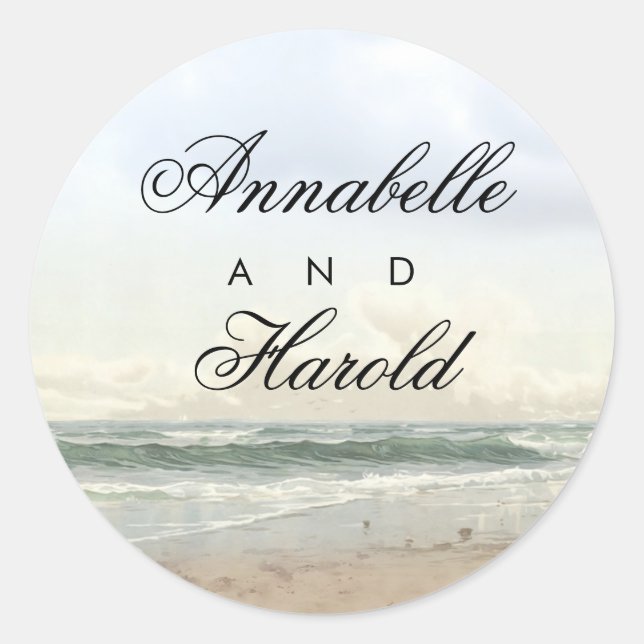 Sommerhochzeit am Strand Runder Aufkleber (Vorderseite)