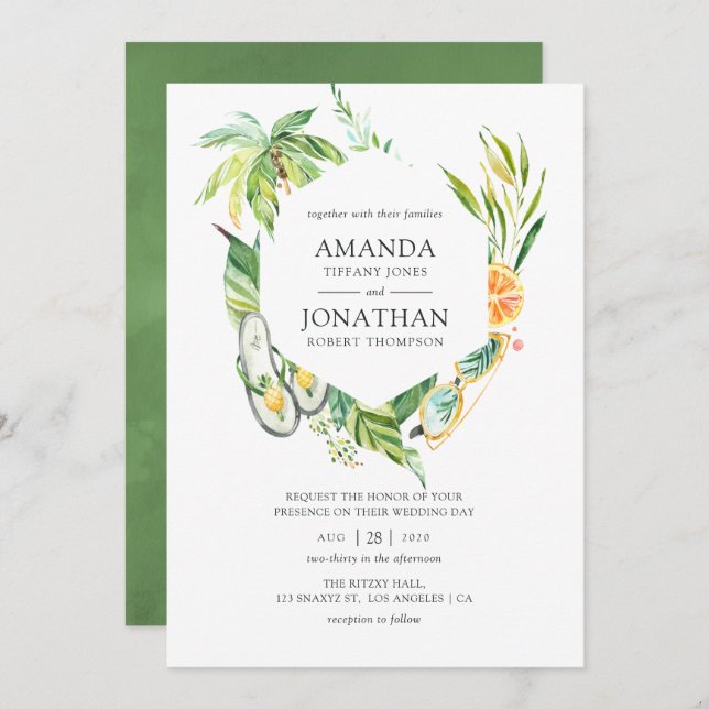 Sommerhochzeit Einladung (Vorne/Hinten)