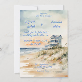 Sommerhochzeit Einladungen Strand Blau des Ozeans