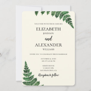 Sommerhochzeit. Grüne Farnladen Einladung