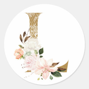 Sommerhochzeit im Frühjahr MONOGRAM L Runder Aufkleber