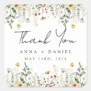 Sommerhochzeit in der Wildblume Quadratischer Aufkleber