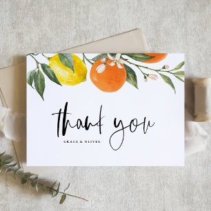 Sommerhochzeit in Orange und Lemon Dankeskarte