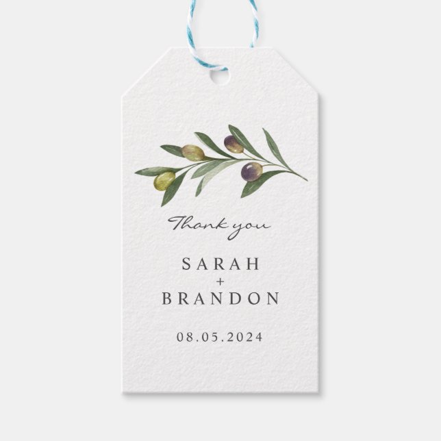Sommerhochzeit mit Olive-Leaf Geschenkanhänger (Vorderseite)