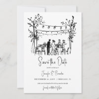 Sommerhochzeit Save the Date skizziert