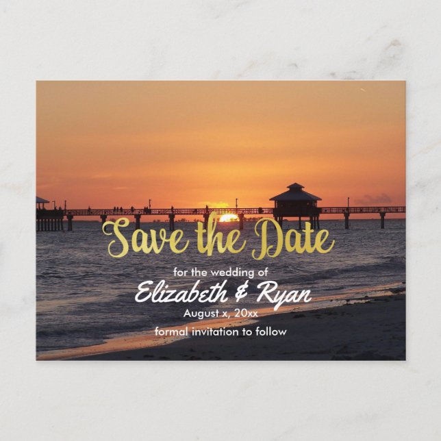 Sommerhochzeit, Save the Date, Strand, Custom Ankündigungspostkarte (Vorderseite)