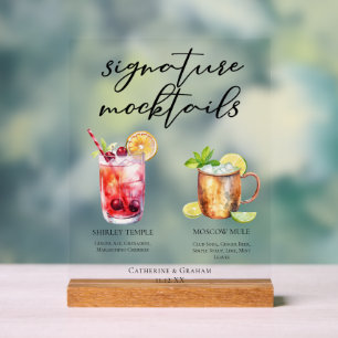 Sommerhochzeit Signature Mocktails Menü Acrylschild