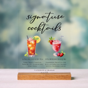 Sommerhochzeit Tropische Signature-Cocktails Acrylschild