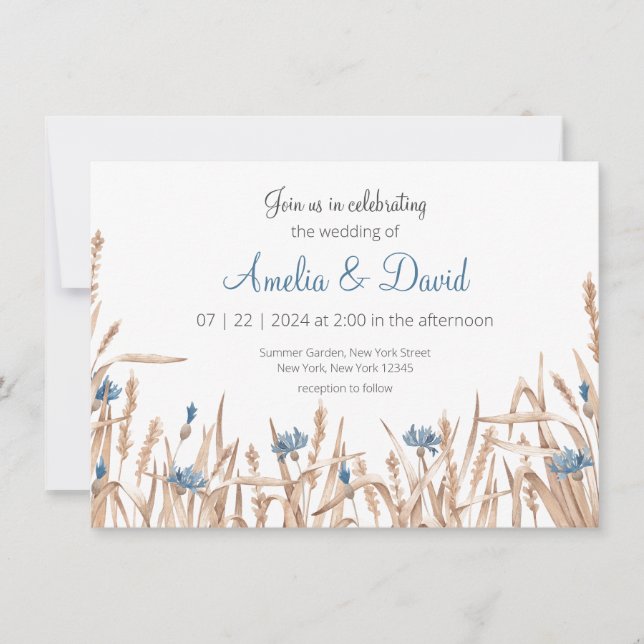 Sommerhochzeiten Minimalistische Hochzeit von Wild Einladung (Vorderseite)