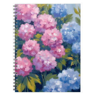 Sommerhortensien Rosa und blaue Küstenblumen Notizblock