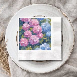 Sommerhortensien Rosa und blaue Küstenblumen Serviette