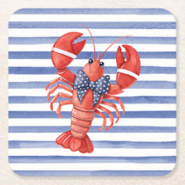 Sommerhummer mit Bogen und Streifen Rechteckiger Pappuntersetzer
