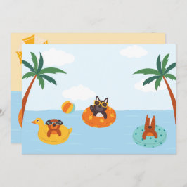 Sommerhunde am Strand Feiertagskarte