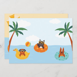 Sommerhunde am Strand Feiertagskarte