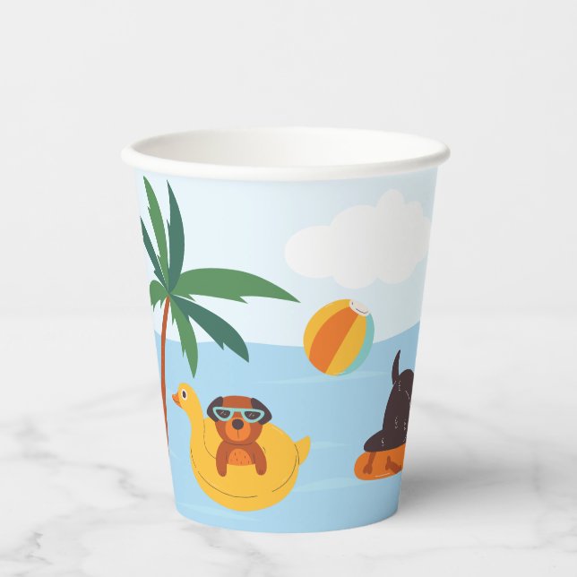 Sommerhunde am Strand Pappbecher (Vorderseite)