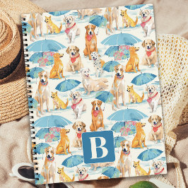 Sommerhunde Personalisiertes Monogramm Muster Notizbuch