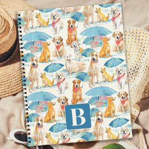Sommerhunde Personalisiertes Monogramm Muster Notizbuch