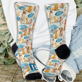 Sommerhunde Personalisiertes Monogramm Muster Socken
