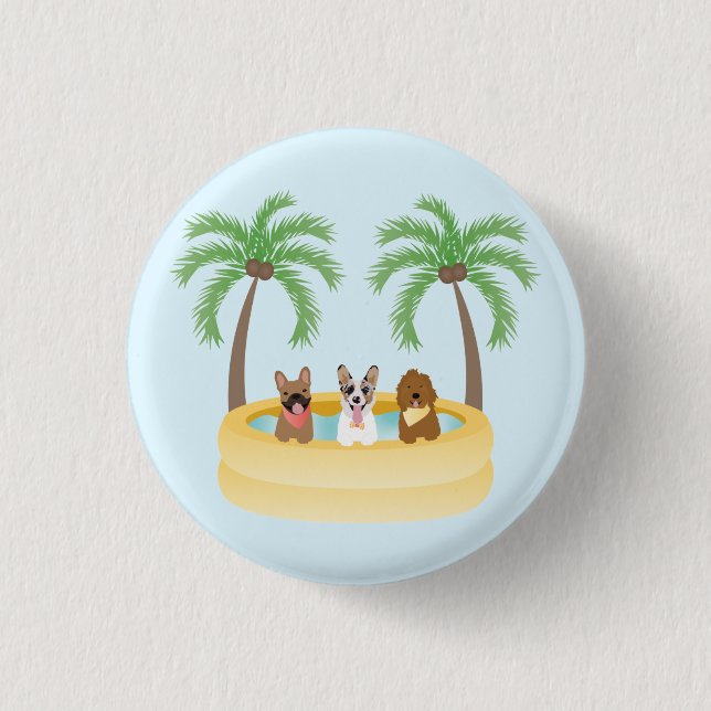 Sommerhunde Schwimmbad Button (Vorderseite)