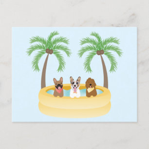 Sommerhunde Schwimmbad Postkarte