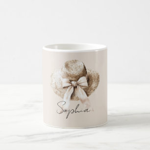 Sommerhut Creme Schön Blush Schleife Kaffeetasse