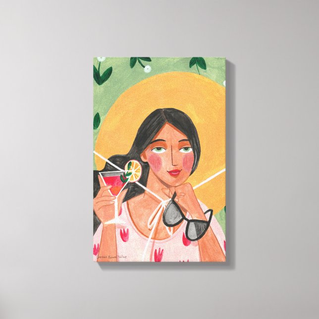 Sommerhütte Sonnenbrille Blumen Leinwanddruck (Vorderseite)