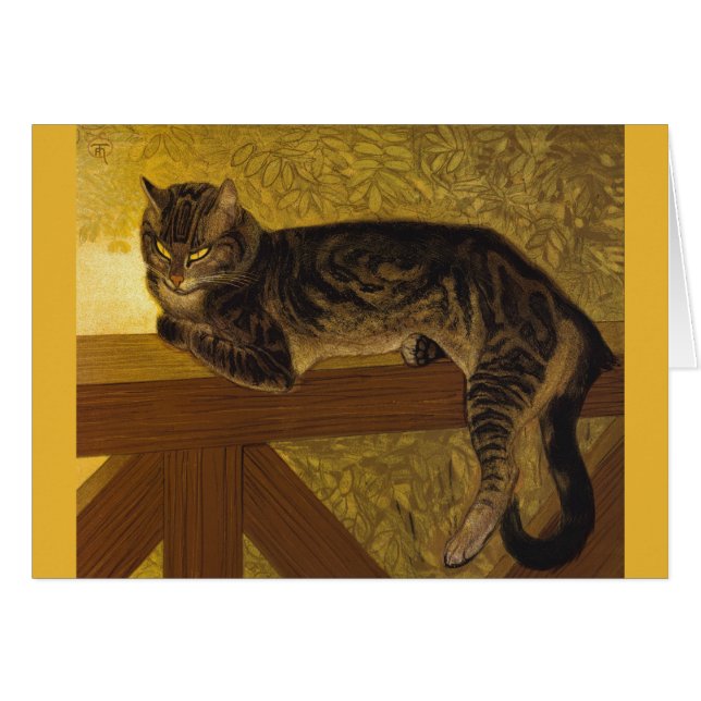 Sommerkatze auf Balustrade Steinlen (Vorderseite (Horizontal))