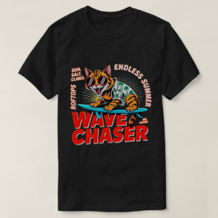 Sommerkatze Cooles Retro-Surfer-Geschenk - Wellenj T-Shirt