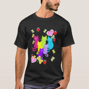 Sommerkatze Kätzchen Erdbeeren Retro Katzenliebhab T-Shirt