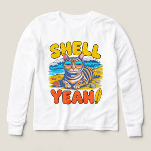 Sommerkatze Lustiges Shell Yeah Beach-T-Shirt für 