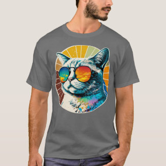 Sommerkatze mit cooler Brille Für alle Katzenliebh T-Shirt