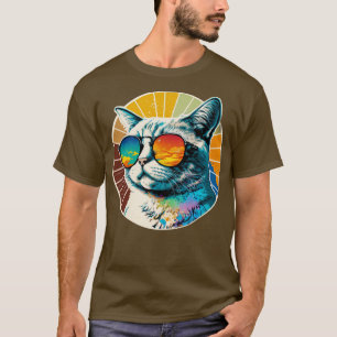 Sommerkatze mit cooler Brille für alle Katzenliebh T-Shirt
