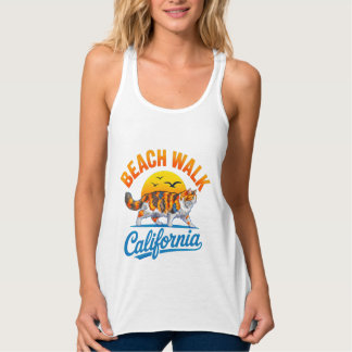 Sommerkatze Retro-Strandspaziergang - Dreifarbige Tank Top